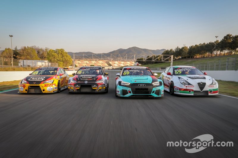 Tom Coronel, Comtoyou DHL Team CUPRA Racing CUPRA TCR, Johan Kristoffersson, SLR Volkswagen Volkswagen Golf GTI TCR, Jean-Karl Vernay, Leopard Racing Team Audi Sport Audi RS 3 LMS, Ma Qing Hua, Team Mulsanne Alfa Romeo Giulietta TCR