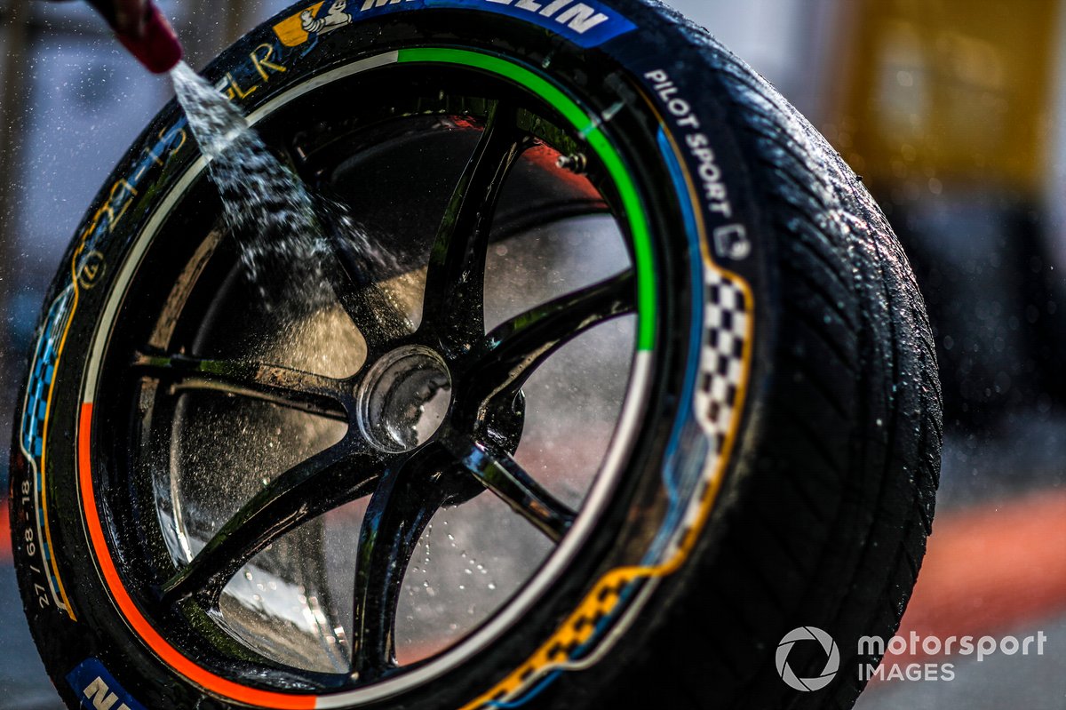 Tyres being cleaned