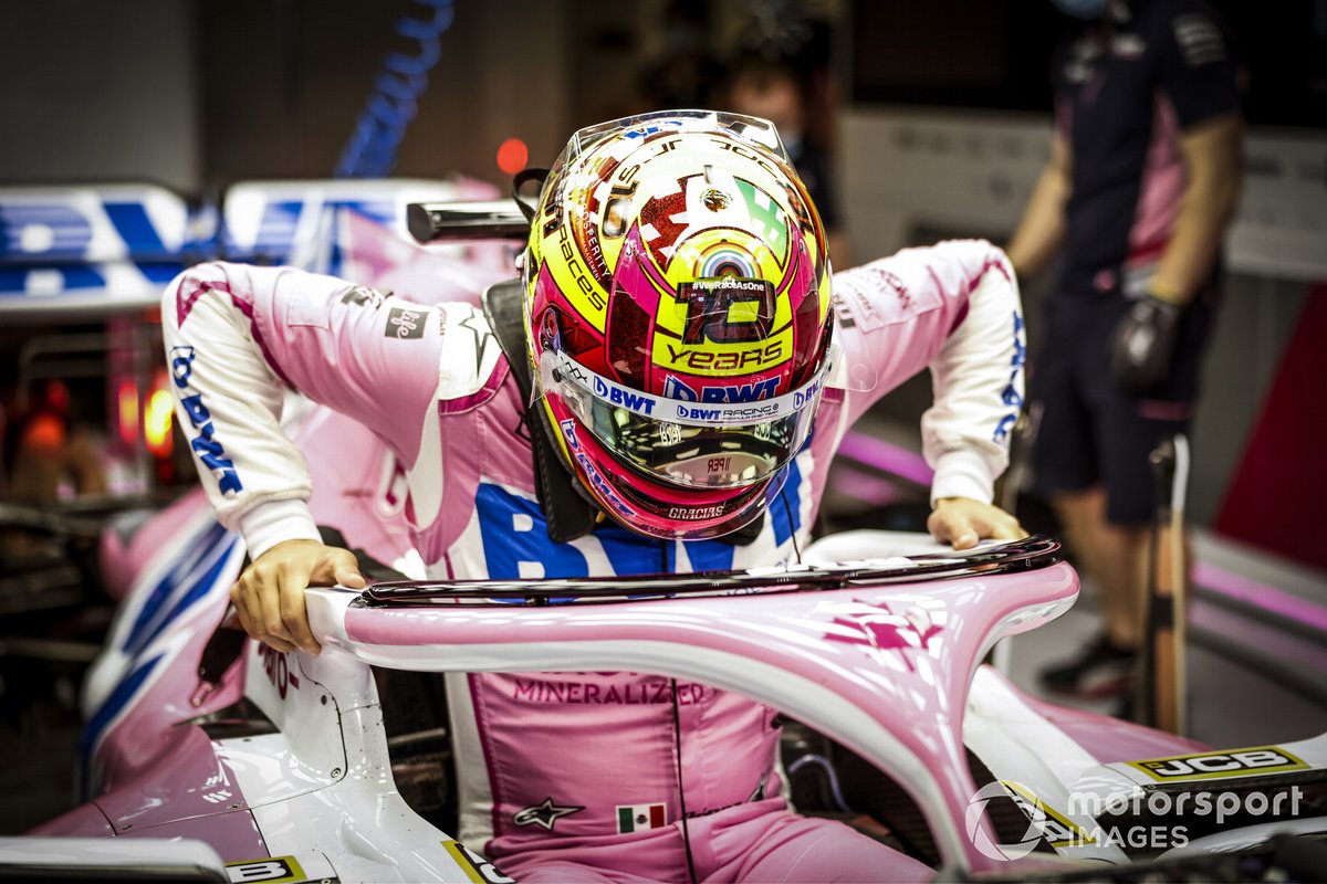 Sergio Pérez, Racing Point, utilizando un casco de edición especial