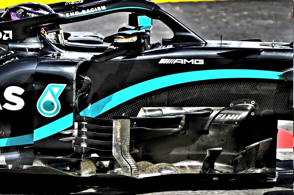 Detalle del bargeboard del Mercedes F1 W11