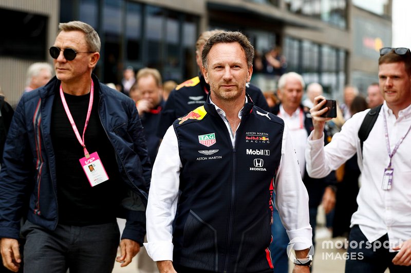 Christian Horner, Team Principal, Red Bull Racing, and Actor Daniel Craig