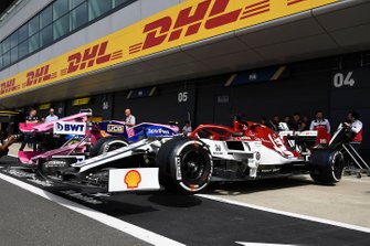 Car of Kimi Raikkonen, Alfa Romeo Racing C38 in the pit lane