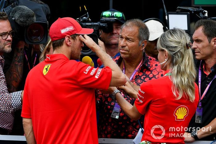 Sebastian Vettel, Ferrari, viene intervistato
