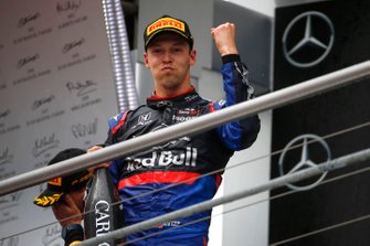 Daniil Kvyat, Toro Rosso, 3rd position, on the podium