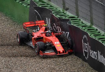 Charles Leclerc, Ferrari SF90, crashes out of the race