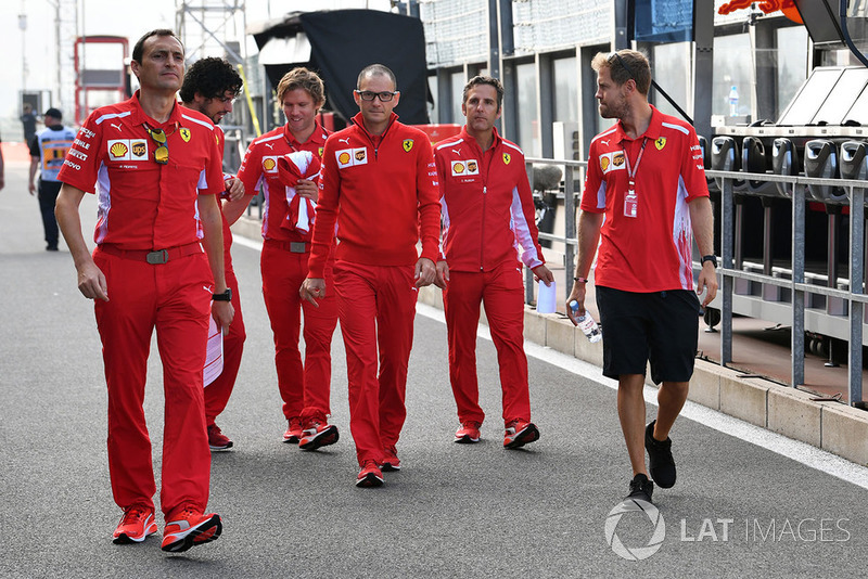 Sebastian Vettel, Ferrari walks the track