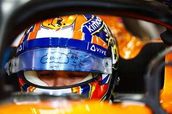 Lando Norris, McLaren, in cockpit