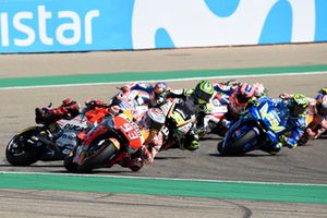 Jorge Lorenzo, Ducati Team crashes behind Marc Marquez, Repsol Honda Team