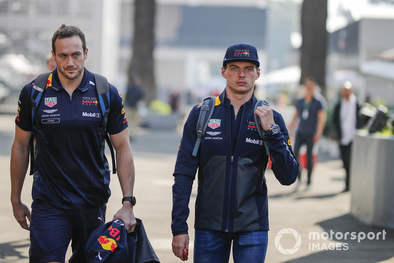 (L to R): Jake Aliker, Personal Trainer Red Bull Racing and Max Verstappen, Red Bull Racing ..