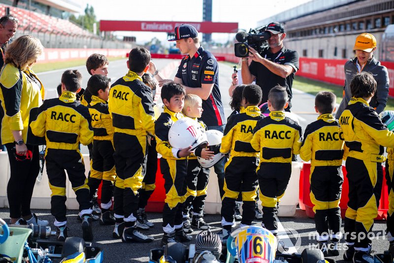 Max Verstappen, Red Bull Racing and Lando Norris, McLaren at the RACC Kids karting event
