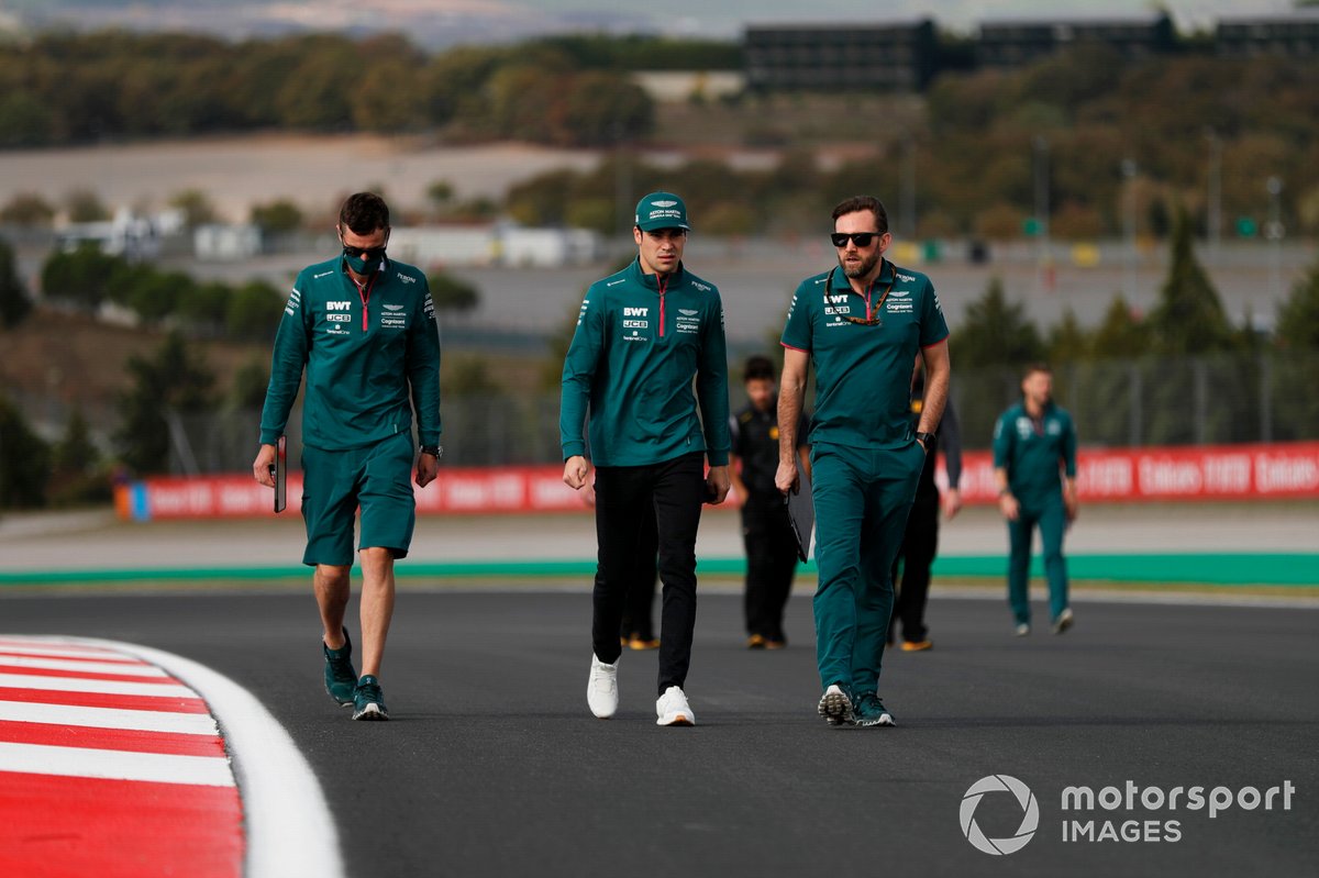 Lance Stroll, Aston Martin, walks the track