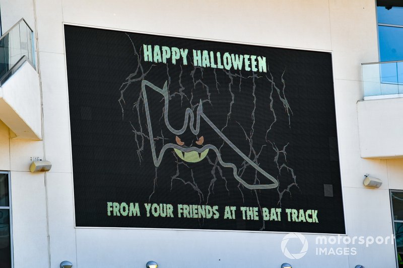 Happy Halloween sign on track