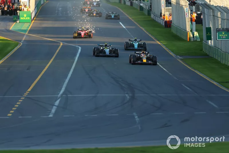 Max Verstappen, Red Bull Racing RB19, Lewis Hamilton, Mercedes F1 W14, Fernando Alonso, Aston Martin AMR23, Carlos Sainz, Ferrari SF-23
