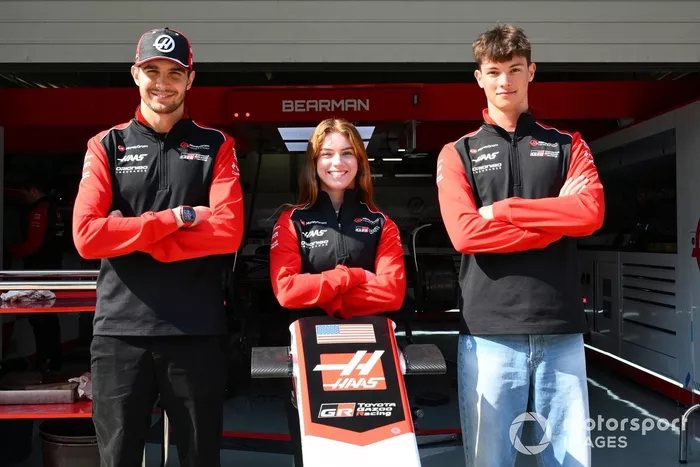 Esteban Ocon, Haas F1 Team, Oliver Bearman, Haas F1 Team, Courtney Crone, ART Grand Prix 