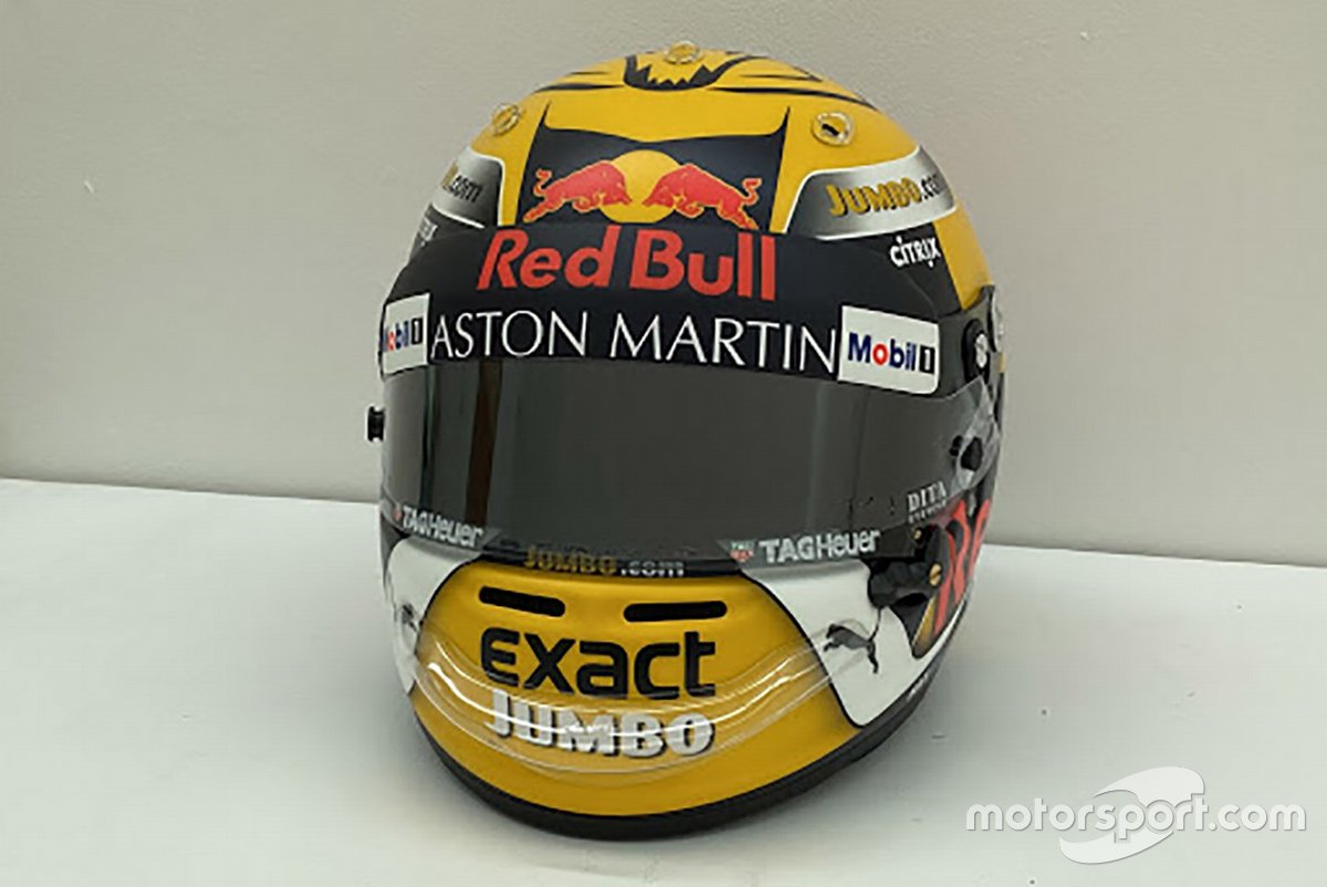 Helm van Max Verstappen, Red Bull Racing, Grand Prix van Oostenrijk 2018