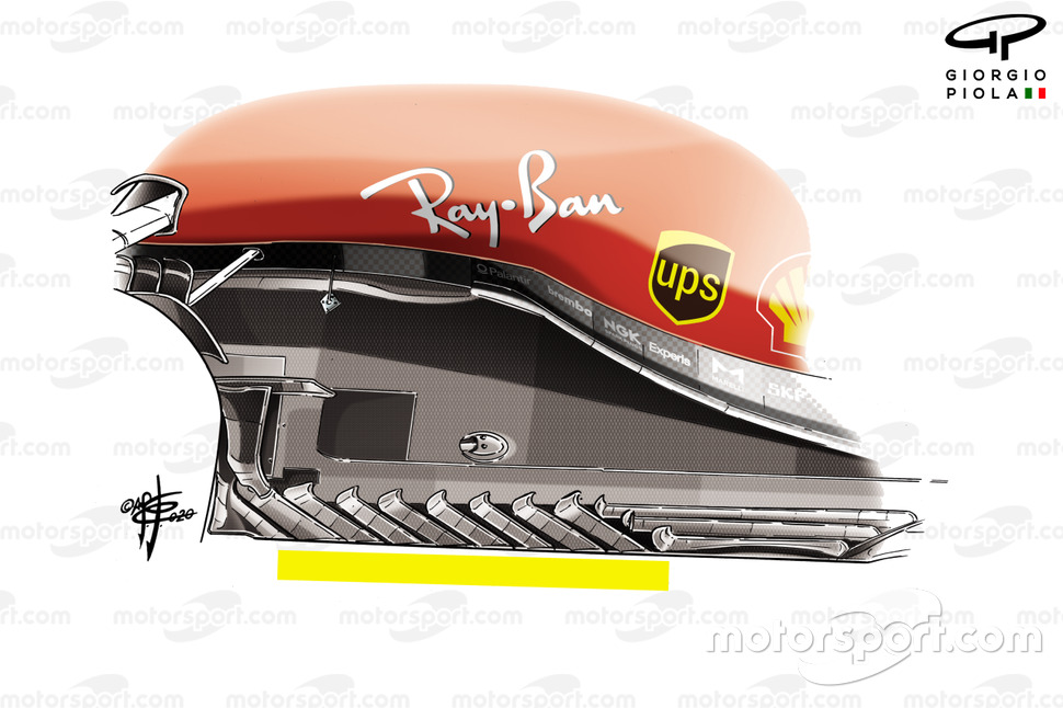 Il nuovo fondo della Ferrari SF1000 al GP di Stiria