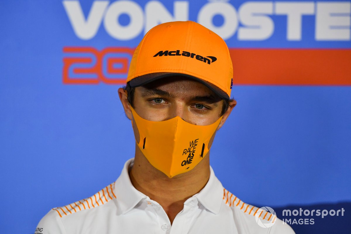 Lando Norris, McLaren in the press conference