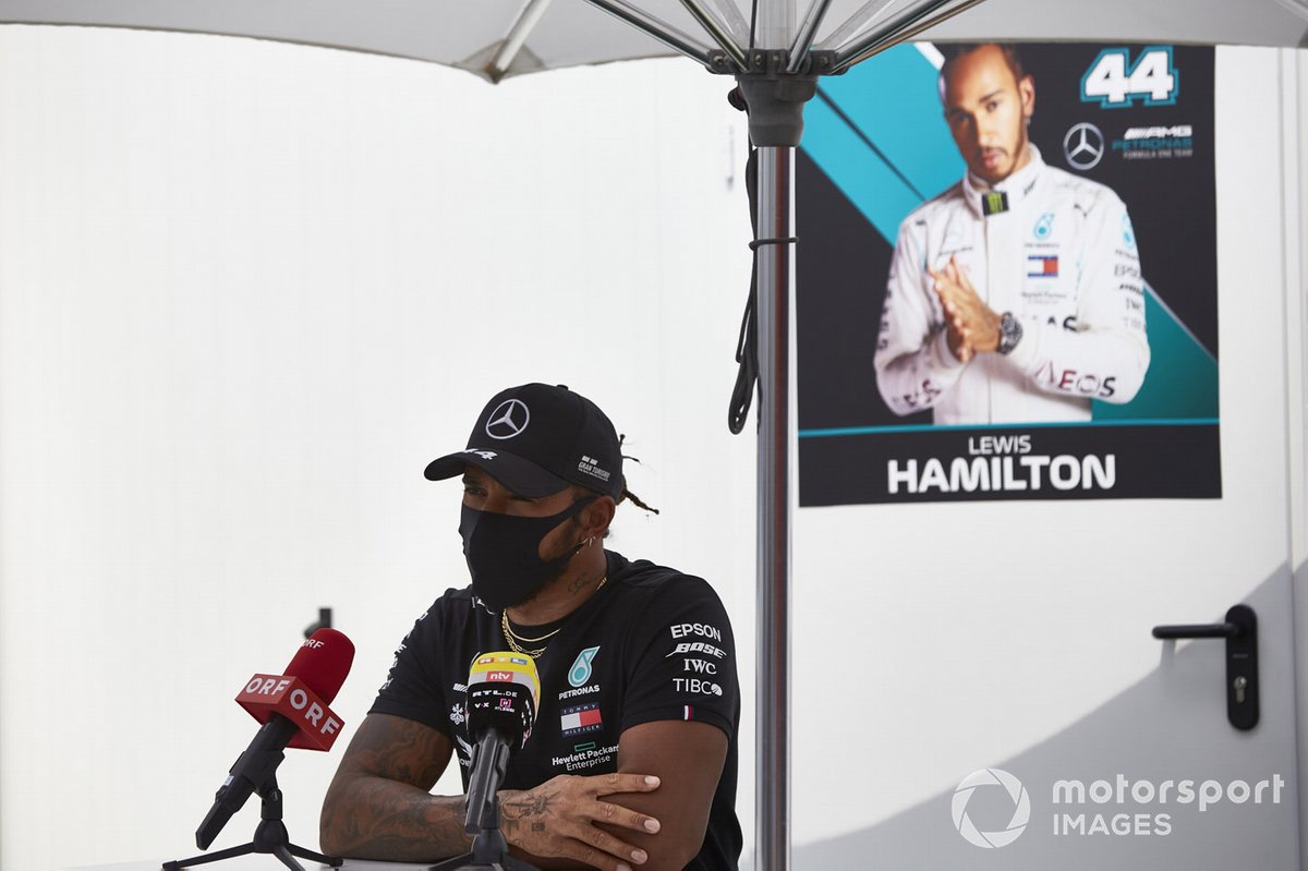 Lewis Hamilton, Mercedes-AMG Petronas F1 speaks to the media