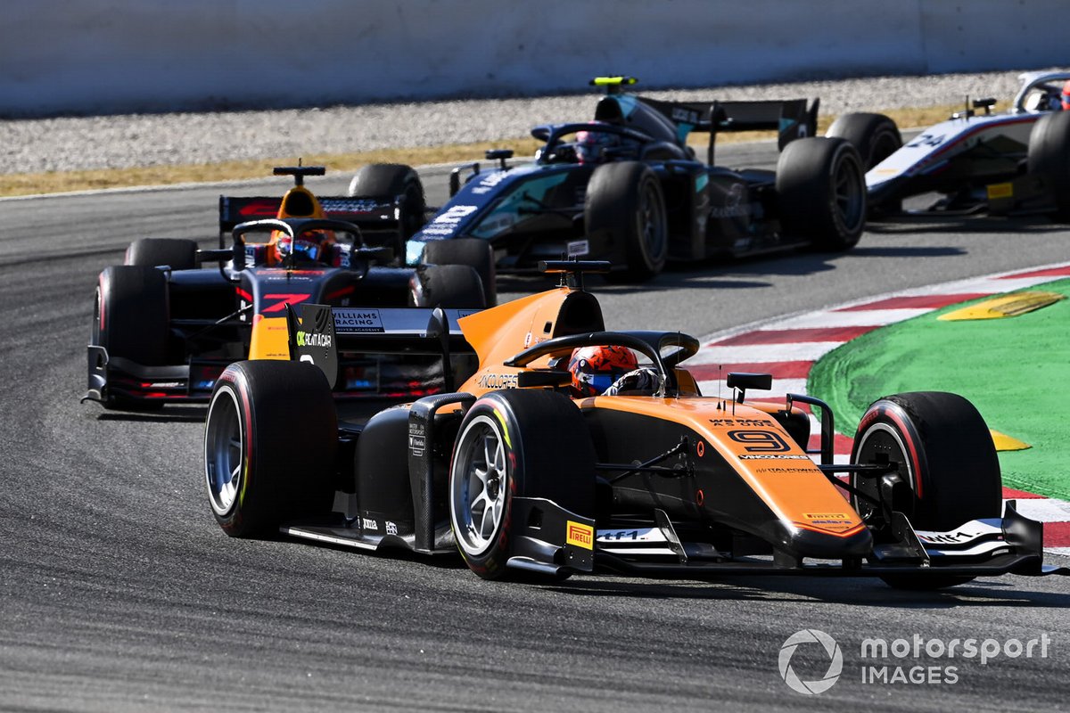Jack Aitken, Campos Racing, precede Yuki Tsunoda, Carlin, e Dan Ticktum, Dams