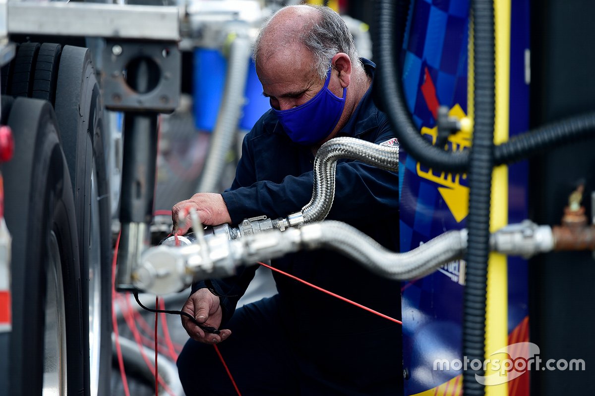 Sunoco workers load race fuel a day prior to the Nascar Cup Series