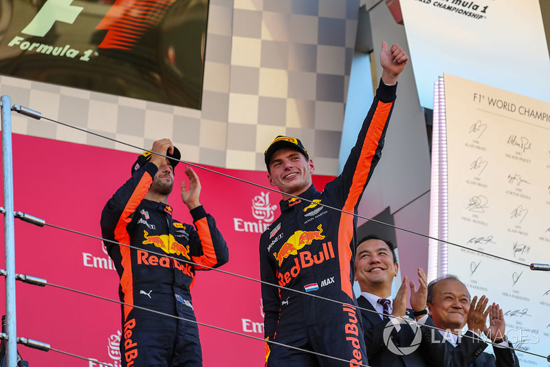 Max Verstappen, Red Bull Racing celebrates on the podium