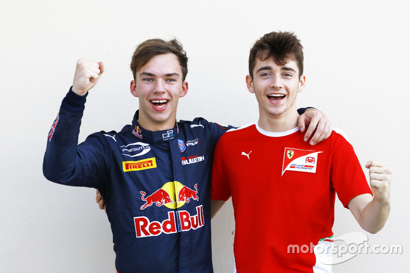 Meister in der GP2 und GP3: Pierre Gasly, PREMA Racing und Charles Leclerc, ART Grand Prix