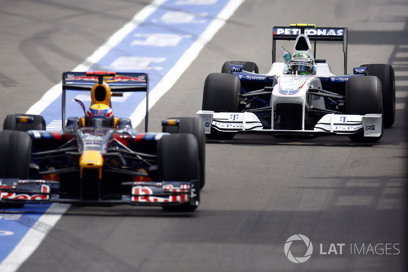 Mark Webber, Red Bull Racing RB5 Renault Sport F1 Team, Nick Heidfeld, BMW Sauber F1.09, pitlerde