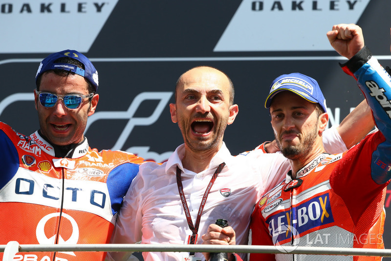 Podium: Danilo Petrucci, Pramac Racing, Claudio Domenicali, Ducati CEO, Andrea Dovizioso, Ducati Tea