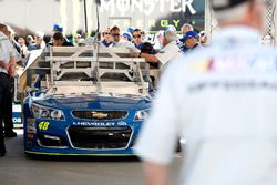 The car of Jimmie Johnson, Hendrick Motorsports Chevrolet at techniscal inspection