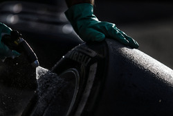 Pirelli tyres being washed
