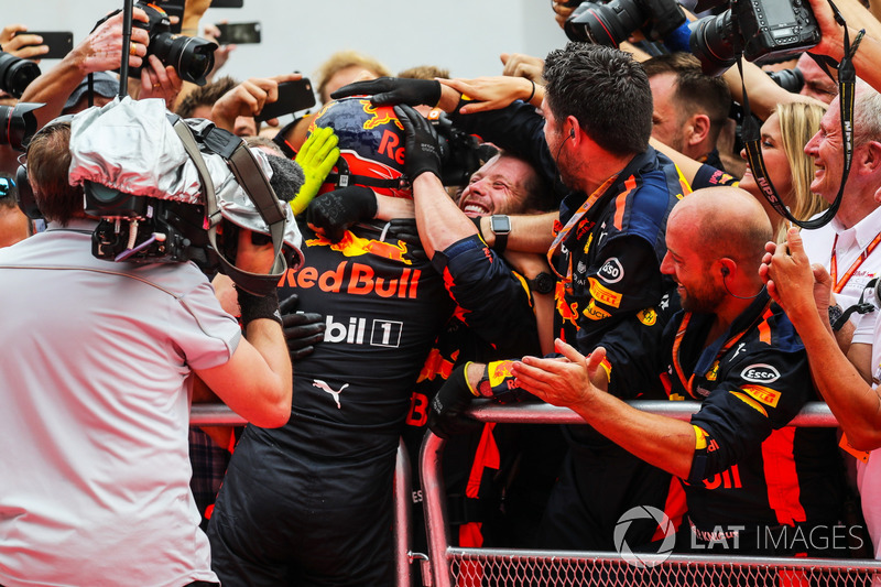 Race winner Max Verstappen, Red Bull Racing celebrates in parc ferme