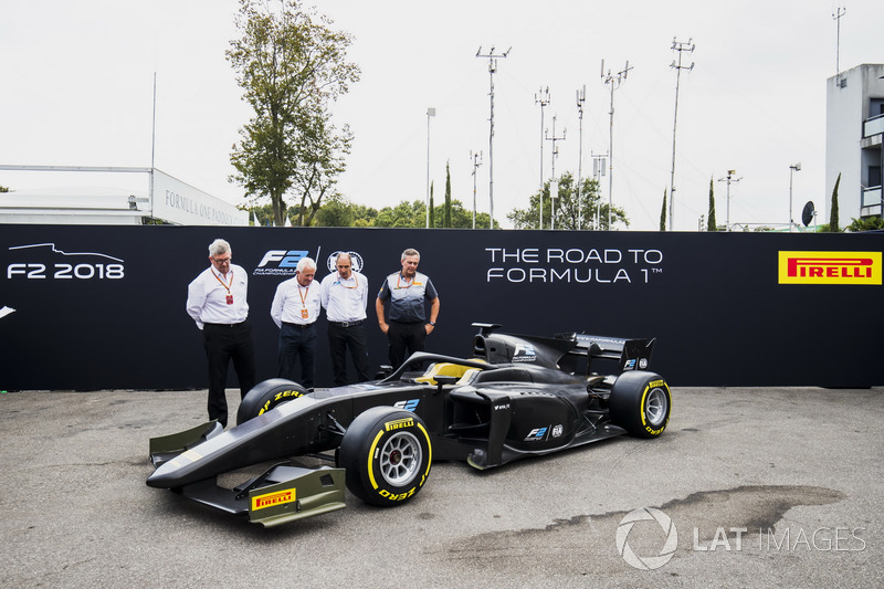 The new F2 car is unveiled in the paddock
