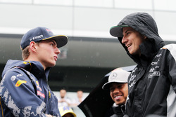 (L to R): Max Verstappen, Red Bull Racing with Nico Hulkenberg, Sahara Force India F1 on the drivers parade