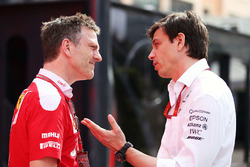 James Allison, Ferrari Chassis Technical Director with Toto Wolff, Mercedes AMG F1 Shareholder and E