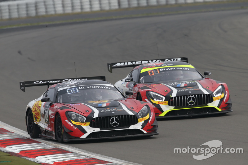 #89 AKKA ASP, Mercedes-AMG GT3: Laurent Cazenave, Daniele Perfetti, Michael Lyons; #87 AKKA ASP, Mercedes-AMG GT3: Maurice Ricci, Jean-Luc Beaubelique, Gilles Vannelet