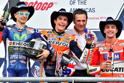 Podium : le vainqueur Marc Marquez, Repsol Honda Team, le deuxième Jorge Lorenzo, Yamaha Factory Racing, et le troisième Andrea Iannone, Ducati Team