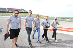 Alexander Rossi, Manor Racing Reserve Driver; Jordan King, Manor Racing Development Driver; and Rio Haryanto, Manor Racing; walk the circuit with the team