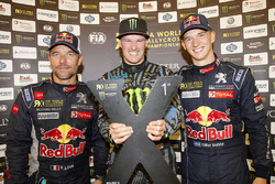 Le vainqueur Andreas Bakkerud, Hoonigan Racing le 2e Sébastien Loeb, Team Peugeot Hansen, et le 3e Timmy Hansen, Team Peugeot Hansen