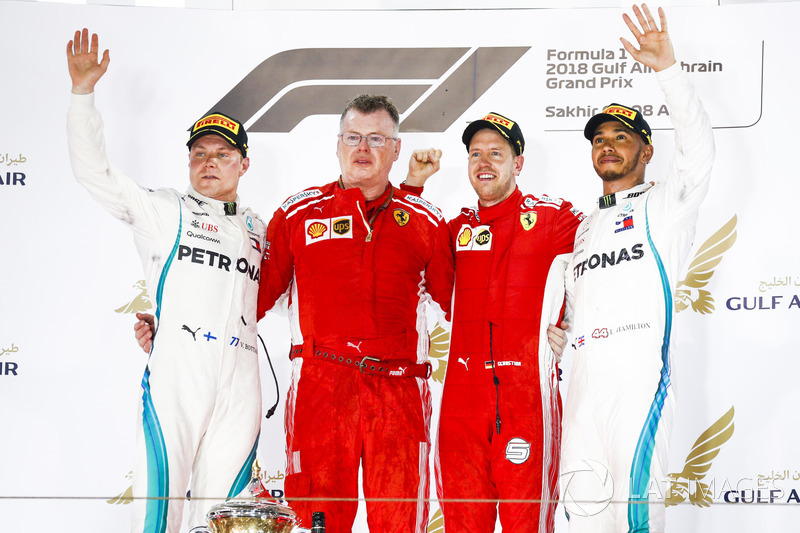 2018: 1. Sebastian Vettel, 2. Valtteri Bottas, 3. Lewis Hamilton