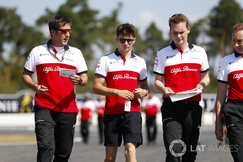 Charles Leclerc, Sauber, walks the track