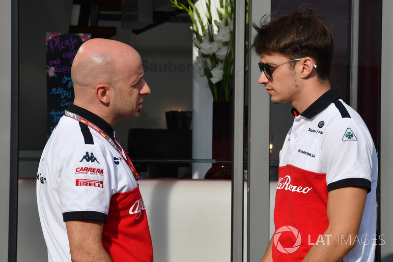 Charles Leclerc, Sauber and Simone Resta, Sauber Designer