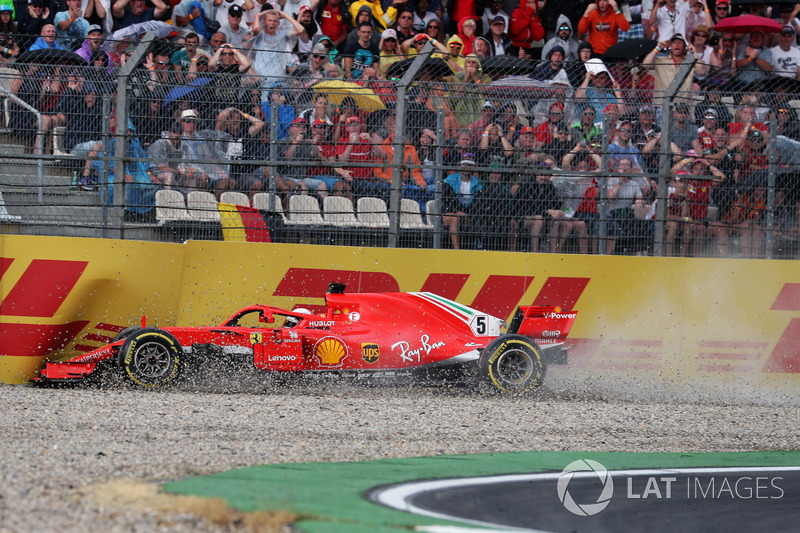 Detik-detik kecelakaan Sebastian Vettel, Ferrari SF71H