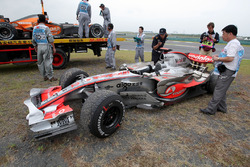 The car of Lewis Hamilton, McLaren Mercedes MP4/22 after he retired from the race