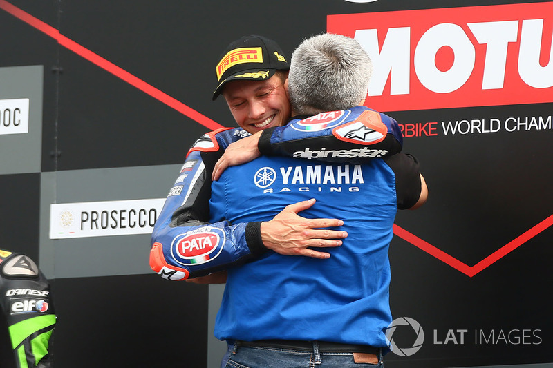 Podium: race winner Michael van der Mark, Pata Yamaha, Andrea Dosoli