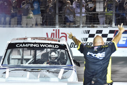 Justin Haley, GMS Racing, Chevrolet Silverado Fraternal Order Of Eagles celebrates his win