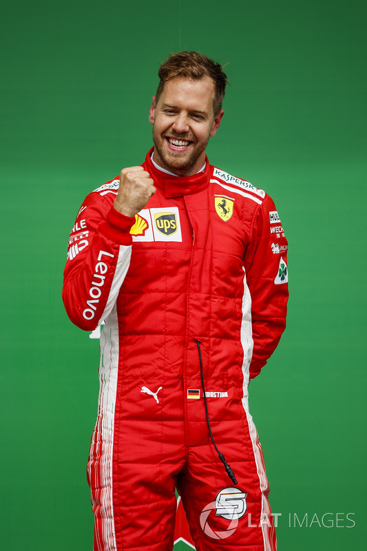 Sebastian Vettel, Ferrari, 1st position, on the podium
