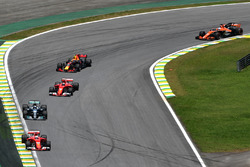 Sebastian Vettel, Ferrari SF70H leads at the start of race