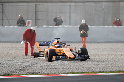После аварии: Фернандо Алонсо, McLaren MCL33