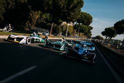 Sébastien Buemi, Renault e.Dams, Nelson Piquet Jr., Jaguar Racing y Lucas di Grassi, Audi Sport ABT 