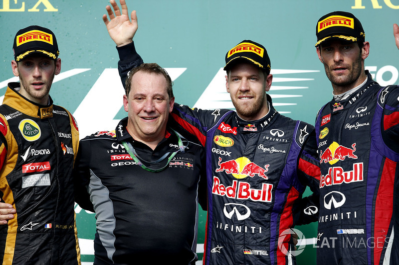 Podium: 1. Sebastian Vettel, Red Bull Racing; 2. Romain Grosjean, Lotus; 3.Mark Webber, Red Bull Racing